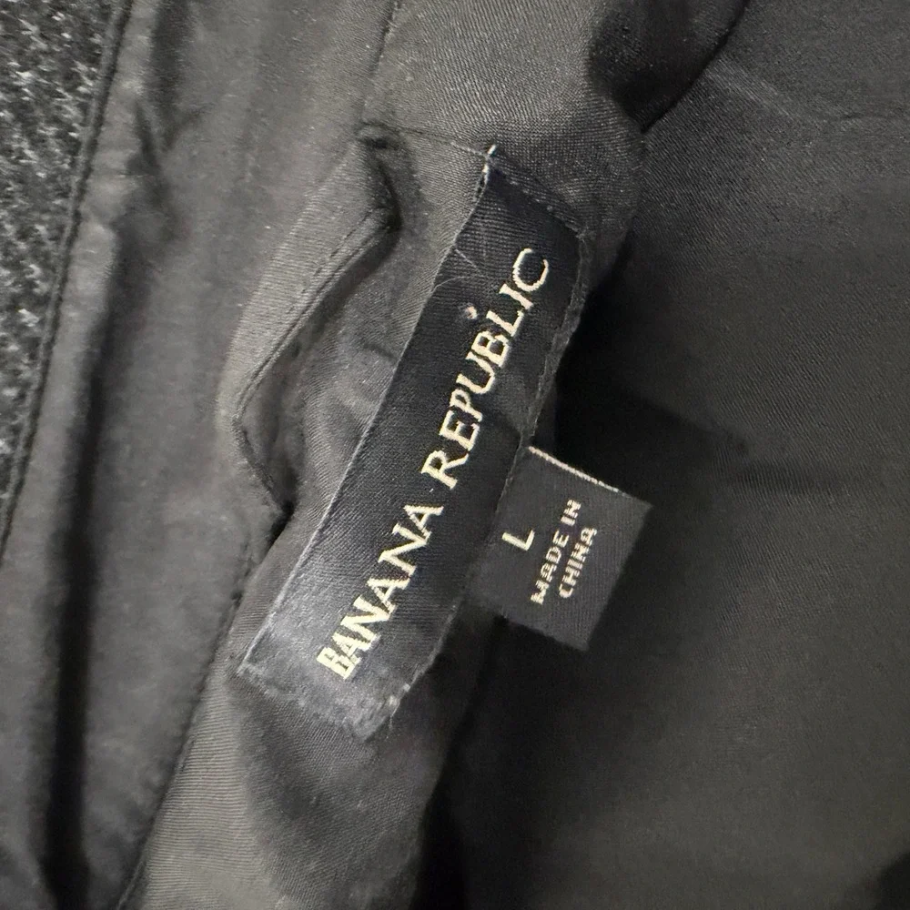 Banana Republic Shirt Jacket Mens Large Charcoal Gray Textured Lined Button Up